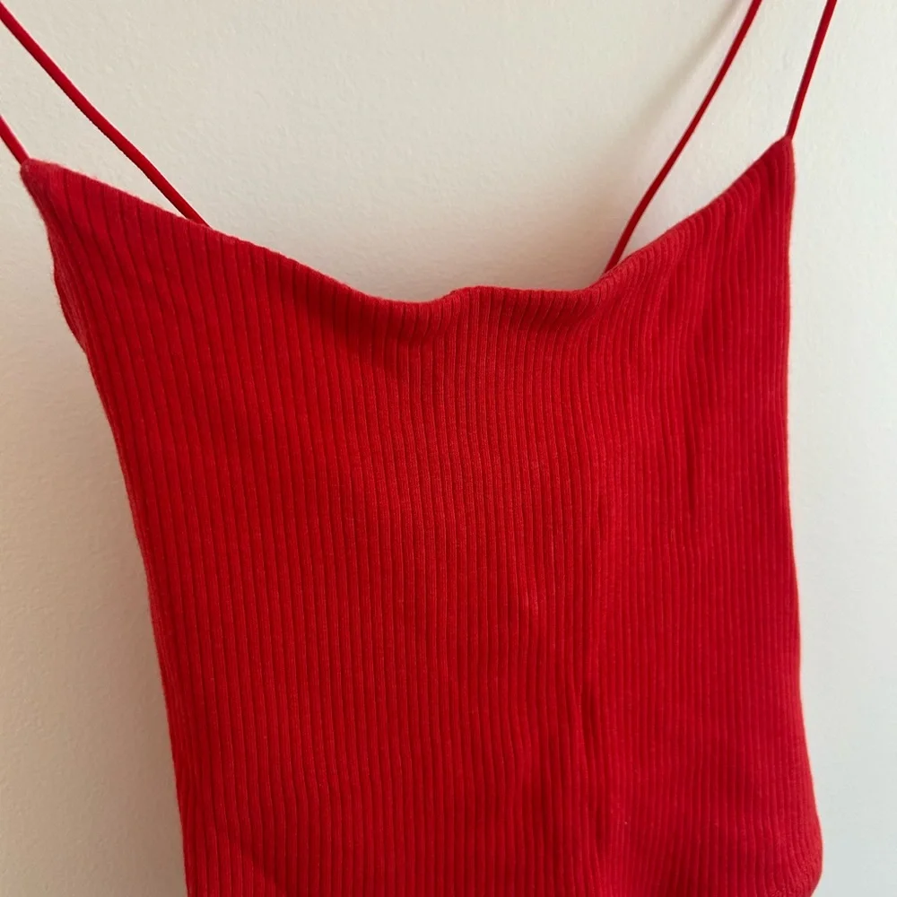 Garage Red Ribbed Double-Strap Cami - Picture 2 of 3